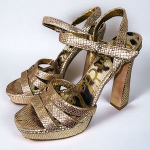 Sam Edelman Taryn Metallic Gold Platform High Heel Shoes Size 9.5
